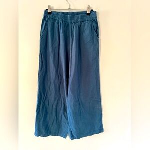 Blue linen crop pants